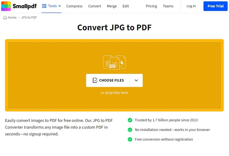 سایت Smallpdf برای تبدیل عکس به پی دی اف آنلاین
