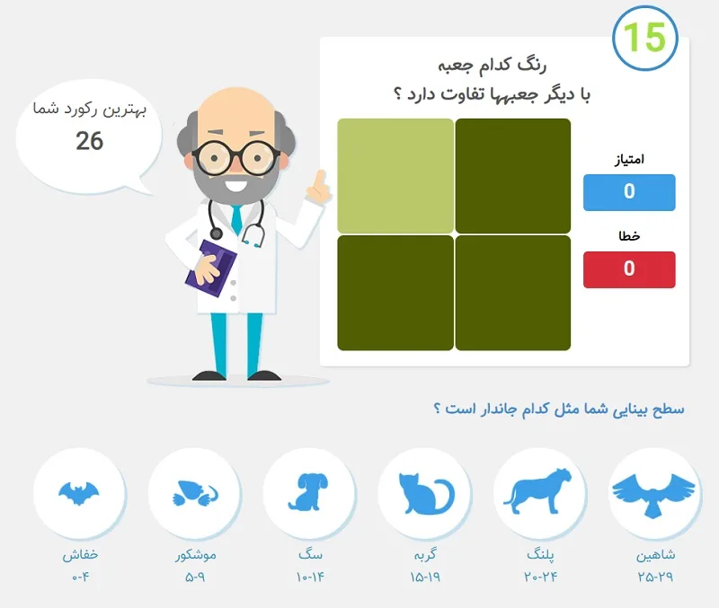 تست تشخیص رنگ وب آپتیک