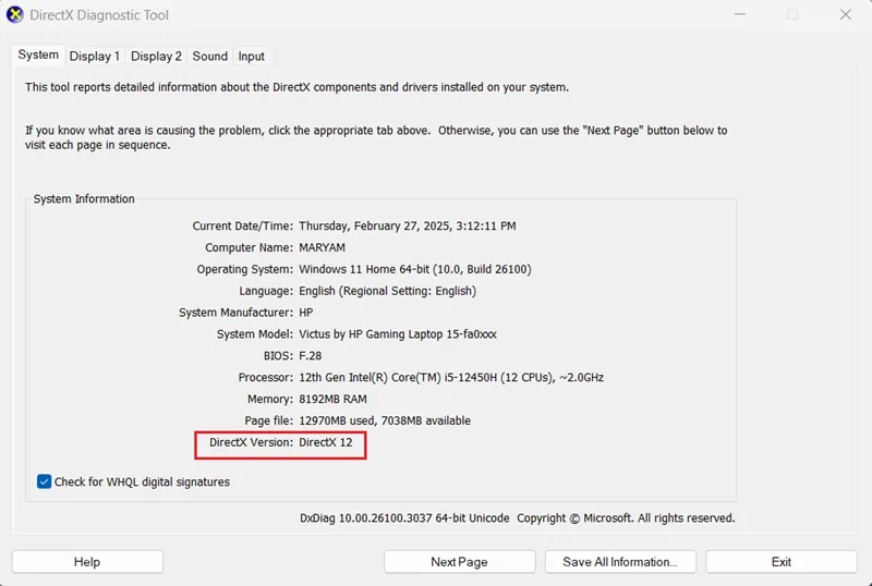 برطرف نمودن ارور DirectX 12 ویندوز