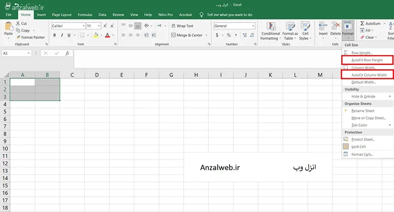 تنظیم خودکار اندازه سلول در اکسل به روش AutoFit