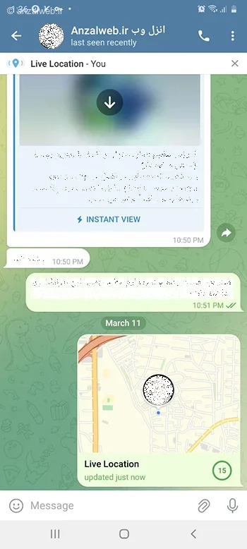 نمایش موقعیت به اشتراک گذاشته شده در چت تلگرام