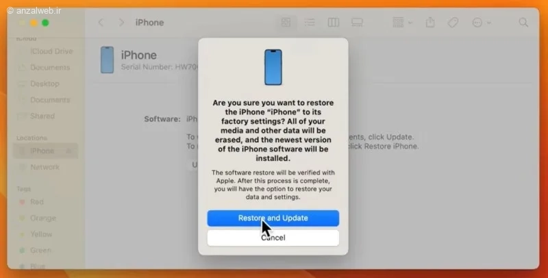 Restore and Update آیفون در مک بوک
