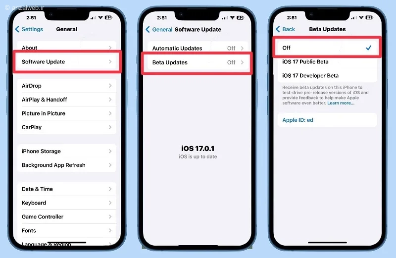 برگرداندن آپدیت آیفون در صورت استفاده از نسخه بتا (Beta)