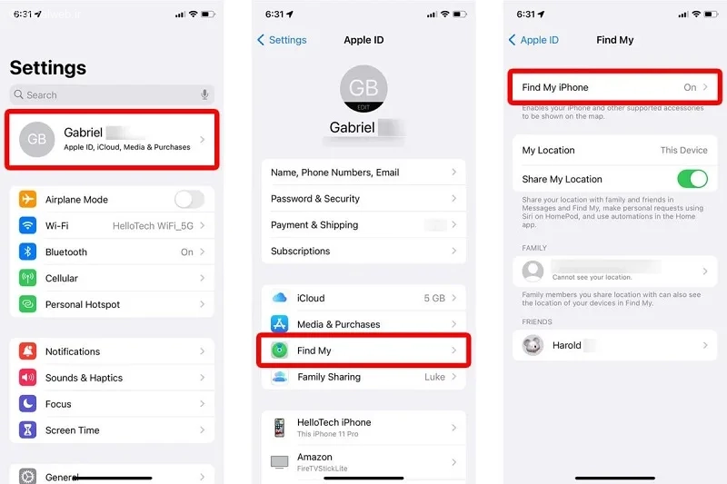 خاموش کردن Find My iPhone