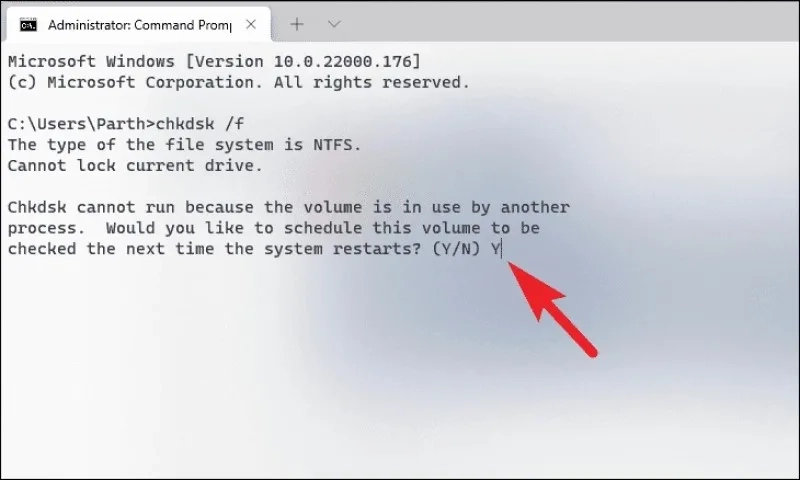 ادامه اسکن CHKDSK