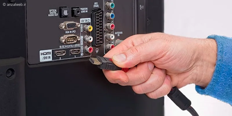 اتصال کابل به یک ورودی دیگر در پشت تلویزیون