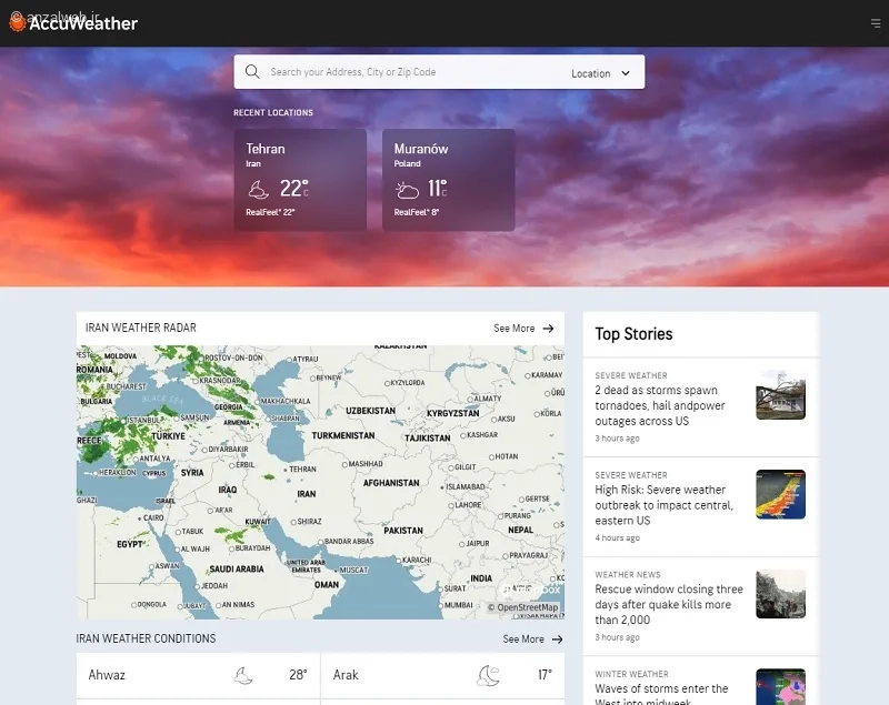 سایت AccuWeather، بهترین سایت هواشناسی بین‌المللی