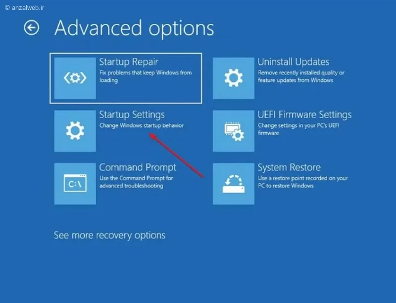 تنظیمات Startup Settings در ویندوز