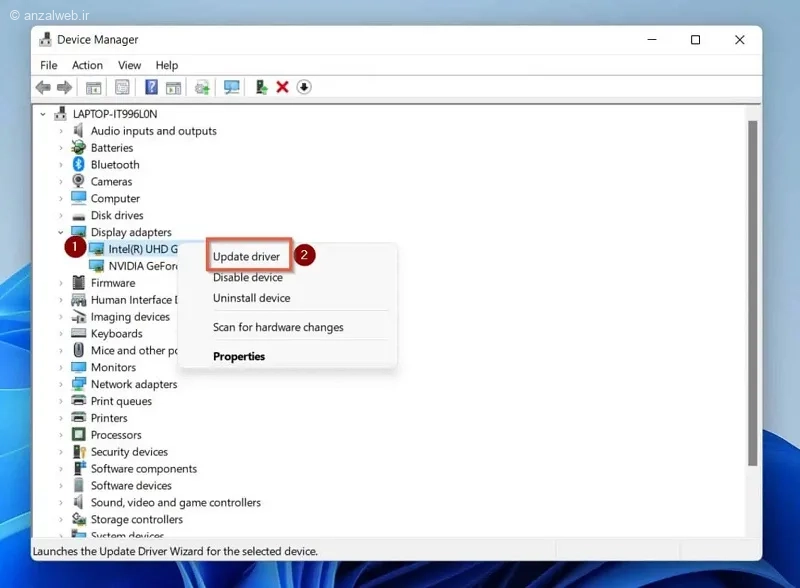 آپدیت کارت گرافیک یا حذف آخرین آپدیت آن در حالت Safe Mode