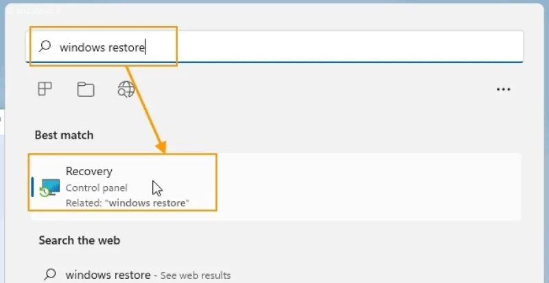 دسترسی به بخش Recovery ویندوز