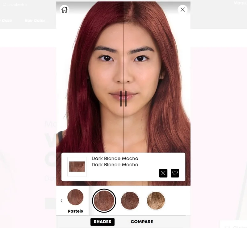 راهنمای انتخاب رنگ مو با سایت Matrix 3D Virtual Hair (تحت وب)