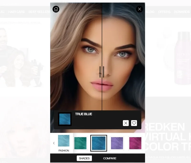 انتخاب رنگ مو برای پوست سفید، سبزه و غیره با سایت Redken Virtual Hair Color (تحت وب)