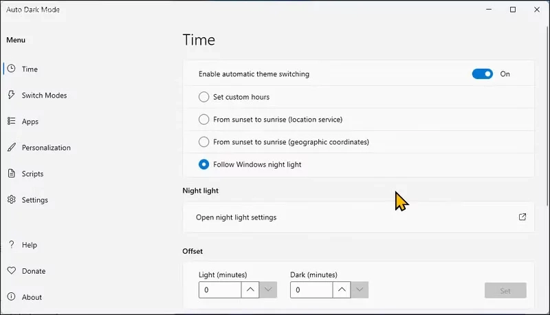 تغییر خودکار تم ویندوز با AutoDark Mode