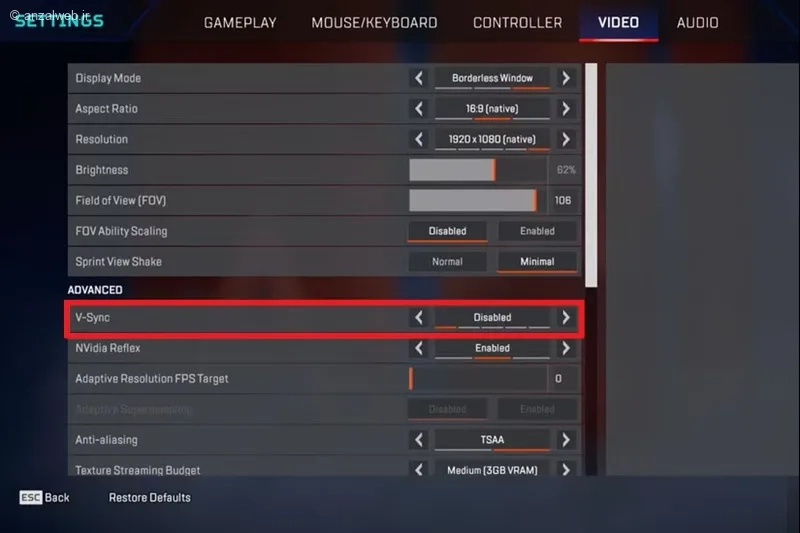 Vsync خاموش یا روشن