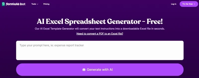 سایت Formula Bot تحلیل فایل اکسل با هوش مصنوعی