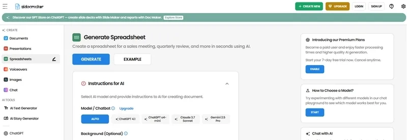 AI Document Creator سایت هوش مصنوعی اکسل