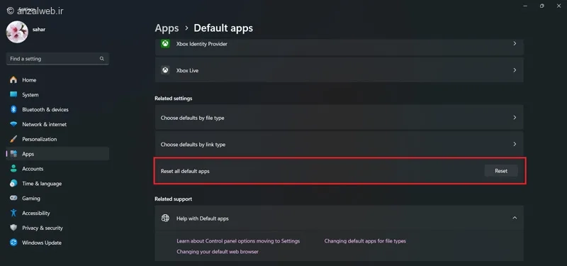 ریست تنظیمات برنامههای پیشفرض