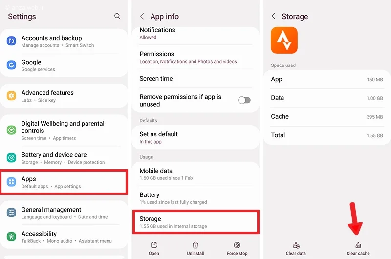 حذف دادههای کش برنامه Strava