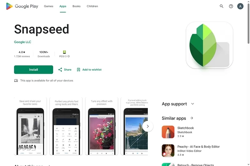 برنامه Snapseed برای افزایش کیفیت تصویر مشابه برنامه ریمنی
