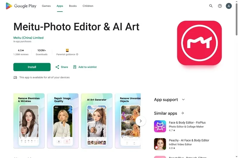 Meitu بهترین برنامه افزایش کیفیت عکس 
