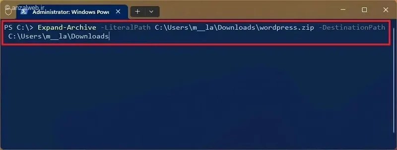 خارج کردن فایل ها از حالت فشرده در ویندوز ۱۱ با PowerShell