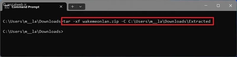 آموزش استخراج فایل در ویندوز 11 با CMD