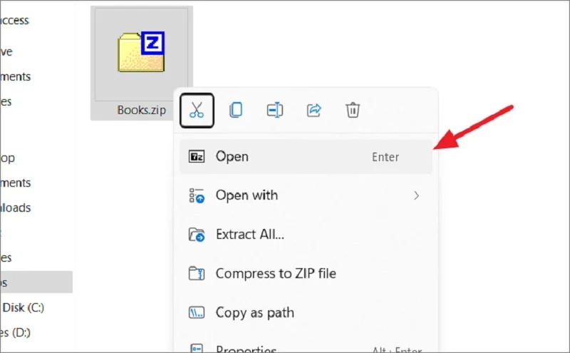 استفاده از برنامه های جانبی مثل WinRAR یا 7Zip