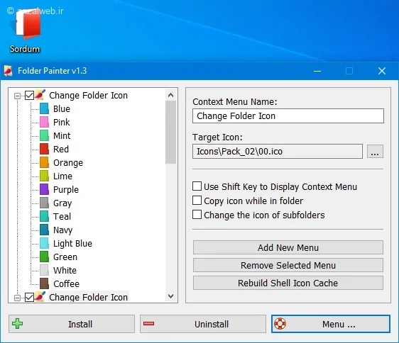 رنگ‌بندی فولدرها با Folder Painter