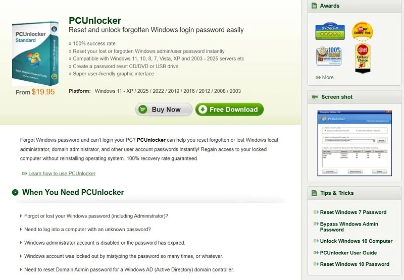 PCUnlocker نرم افزار ریست پسورد ویندوز 11