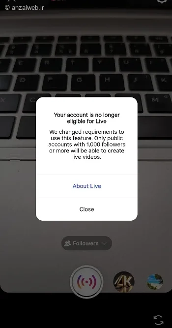 پیغام Your account is no longer eligible to go Live یا