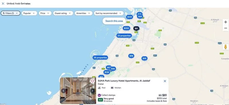 انتخاب هتل از روی نقشه با Hotels.com