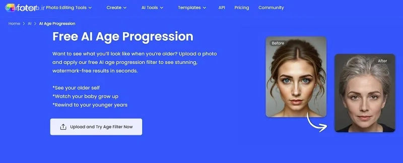 برنامه پیر کننده چهره اینستا Fotor Free AI Age Progression