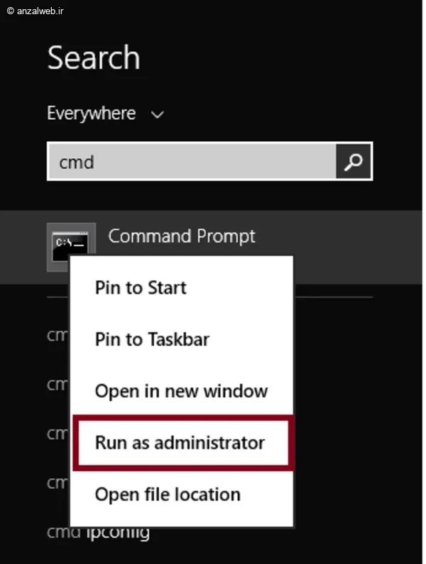 استفاده از Command Prompt