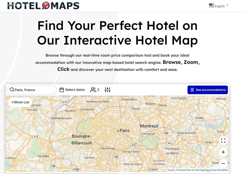 سایت هتل روی نقشه آنلاین HotelMaps.net