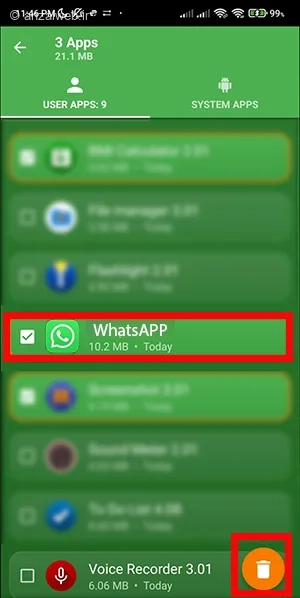 مشکل حذف واتساپ از گوشی