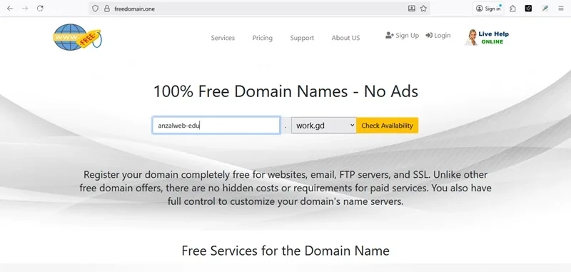 دامنه رایگان در Free domain
