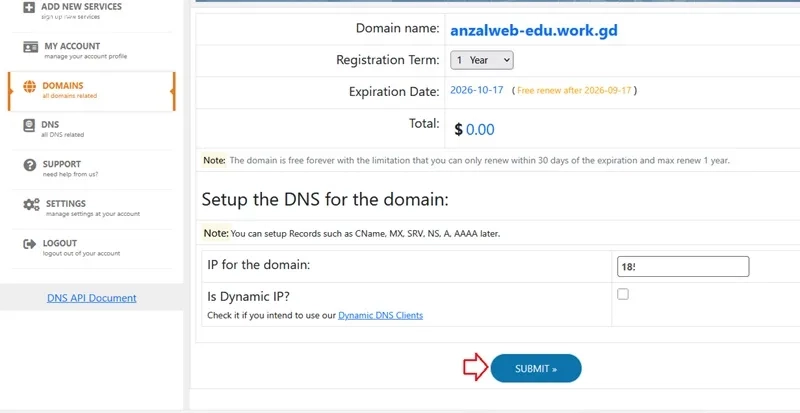 دامنه رایگان در Free domain