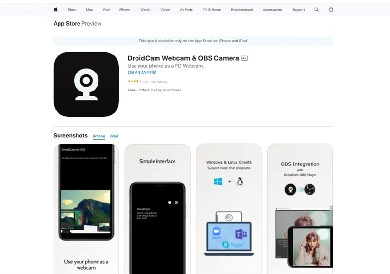 وبکم برای گوشی droidcam