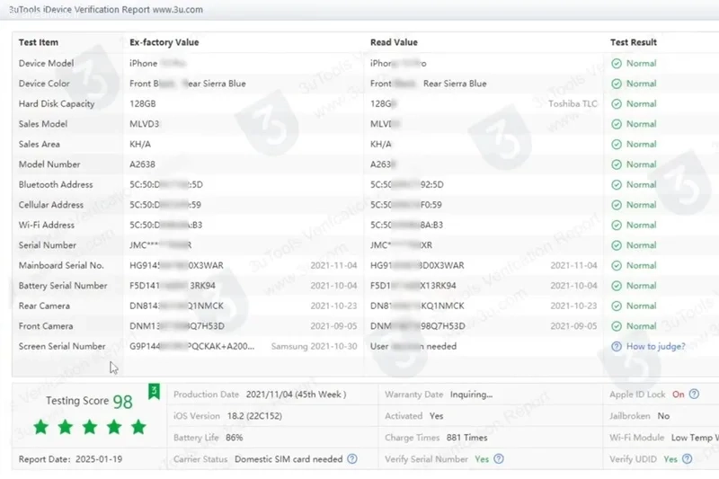 باتری اصل جهت رفع ارور unverified آیفون