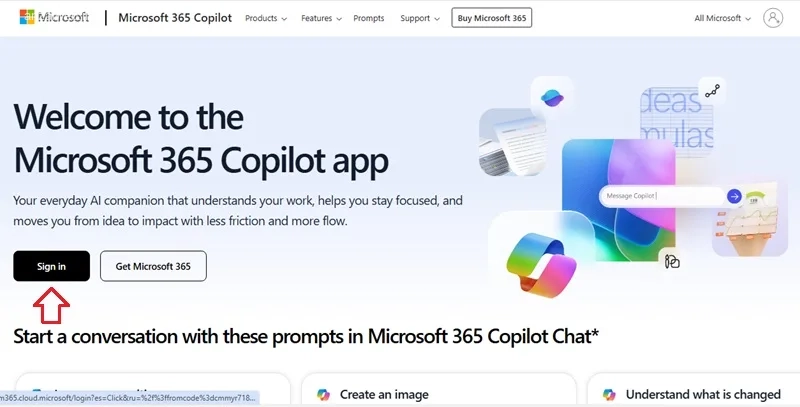 ورود به هوش مصنوعی m365 copilot
