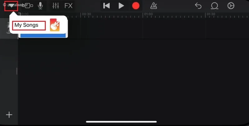 انتخاب My songs برای ساخت رینگتون دلخواه در آیفون با GarageBand