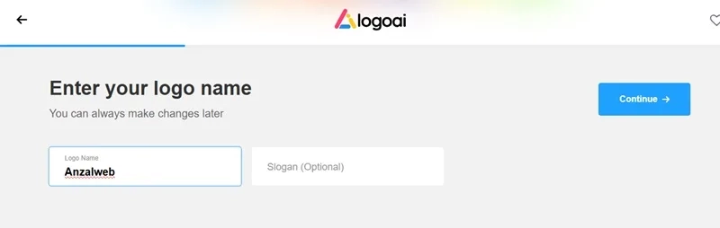 وارد کردن نام لوگو سایت طراحی لوگو با هوش مصنوعی logoai