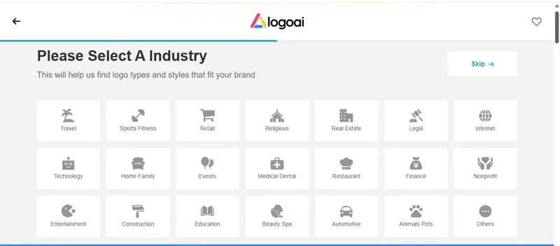 انتخاب صنعت لوگو در سایت طراحی لوگو با هوش مصنوعی logoai