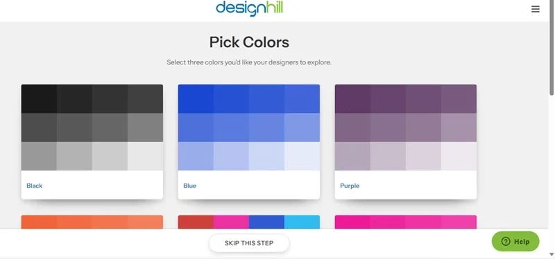 انتخاب رنگ در سایت طراحی لوگو هوش مصنوعی Designhill