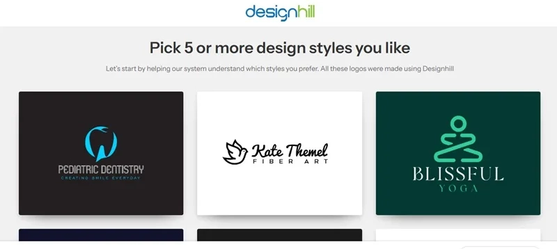 انتخاب استایل در سایت طراحی لوگو هوش مصنوعی Designhill