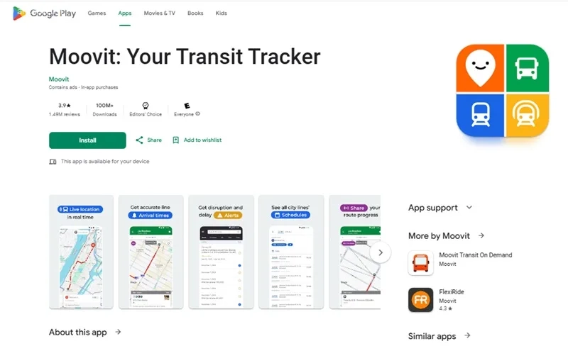 برنامه مپ ترکیه moovit