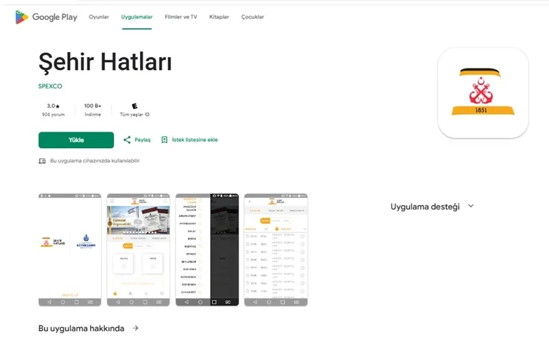 برنامه مسیریابی Şehir Hatlari