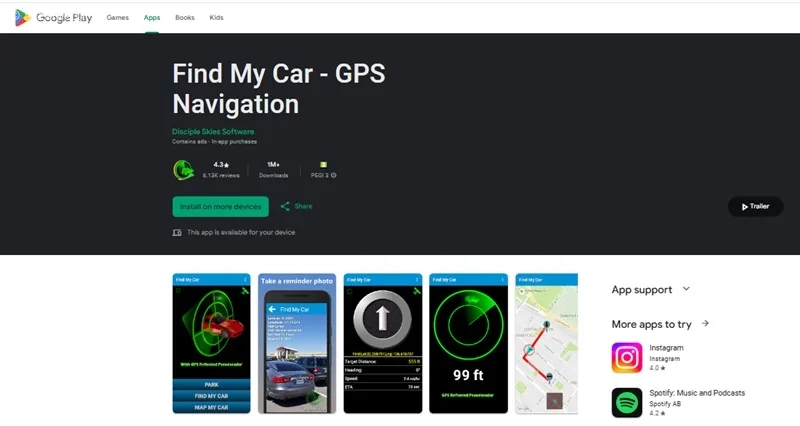 برنامه اندروید Find My Car