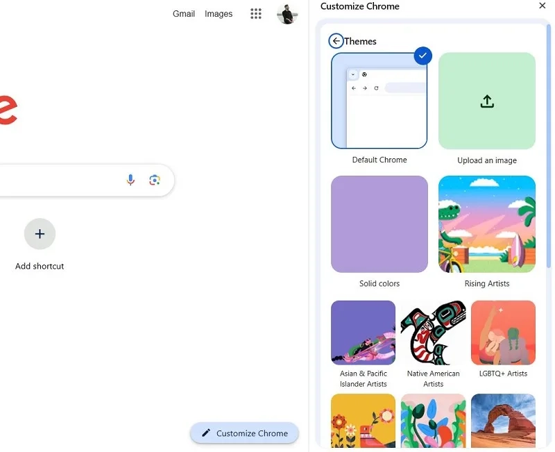 گزینه Change theme