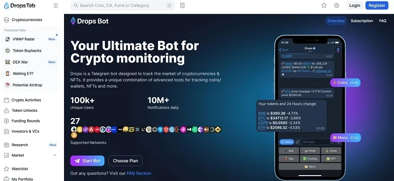 سرویس ربات تلگرام DropsBot